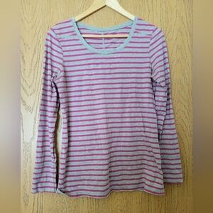 a.n.a pink and Grey stripe long sleeve tee Size M
